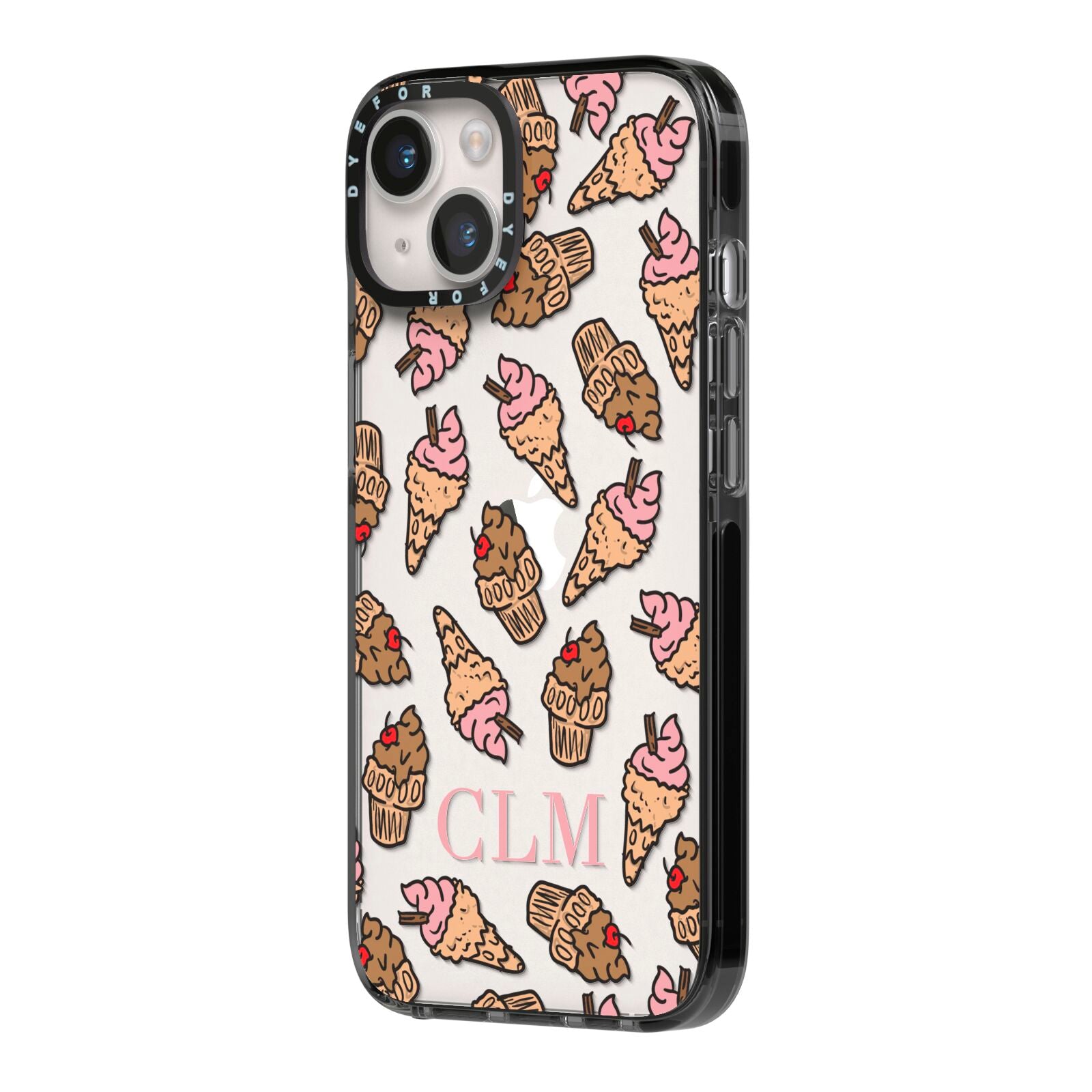 Personalised Ice Creams Initials iPhone 14 Black Impact Case Side Angle on Silver phone