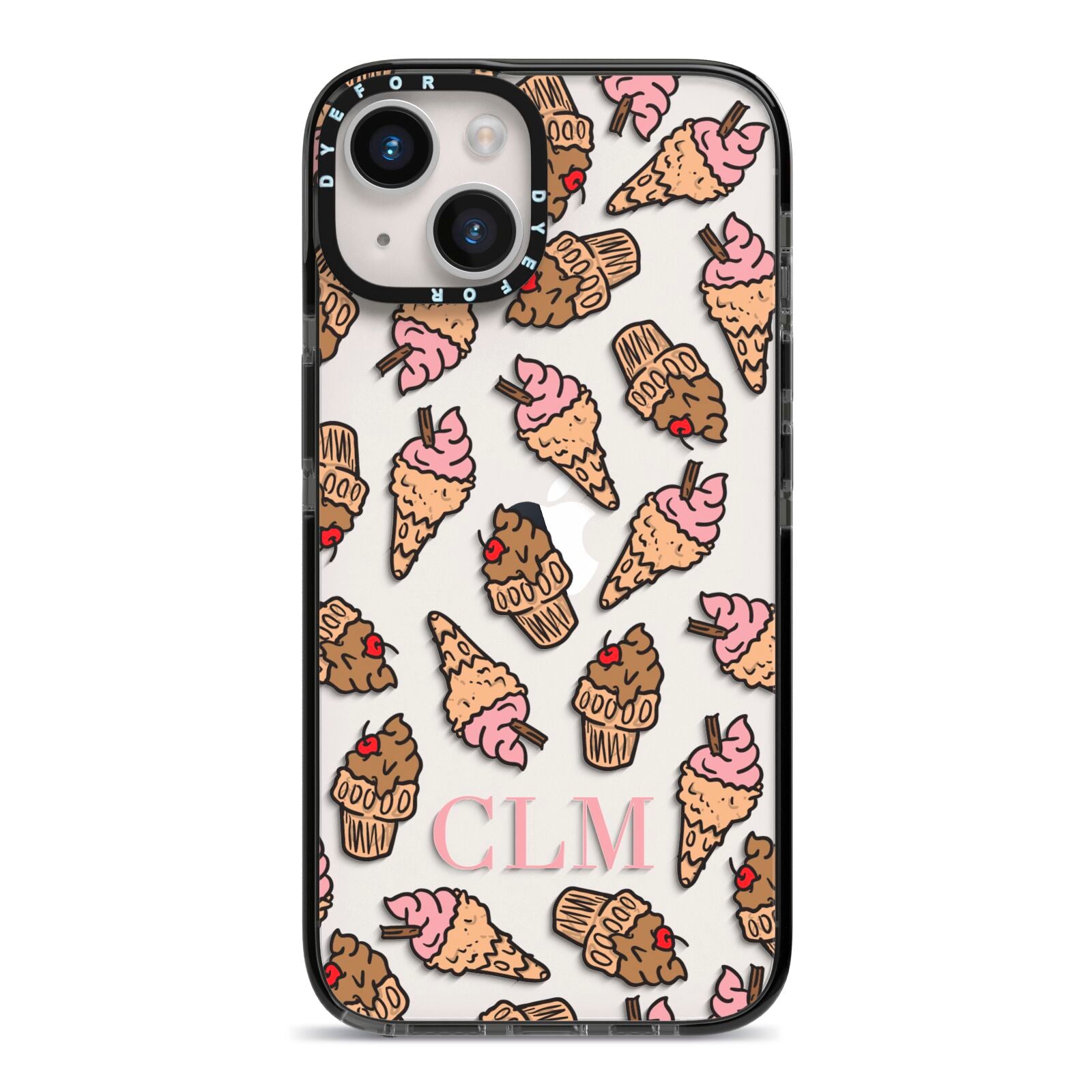 Personalised Ice Creams Initials iPhone 14 Black Impact Case on Silver phone