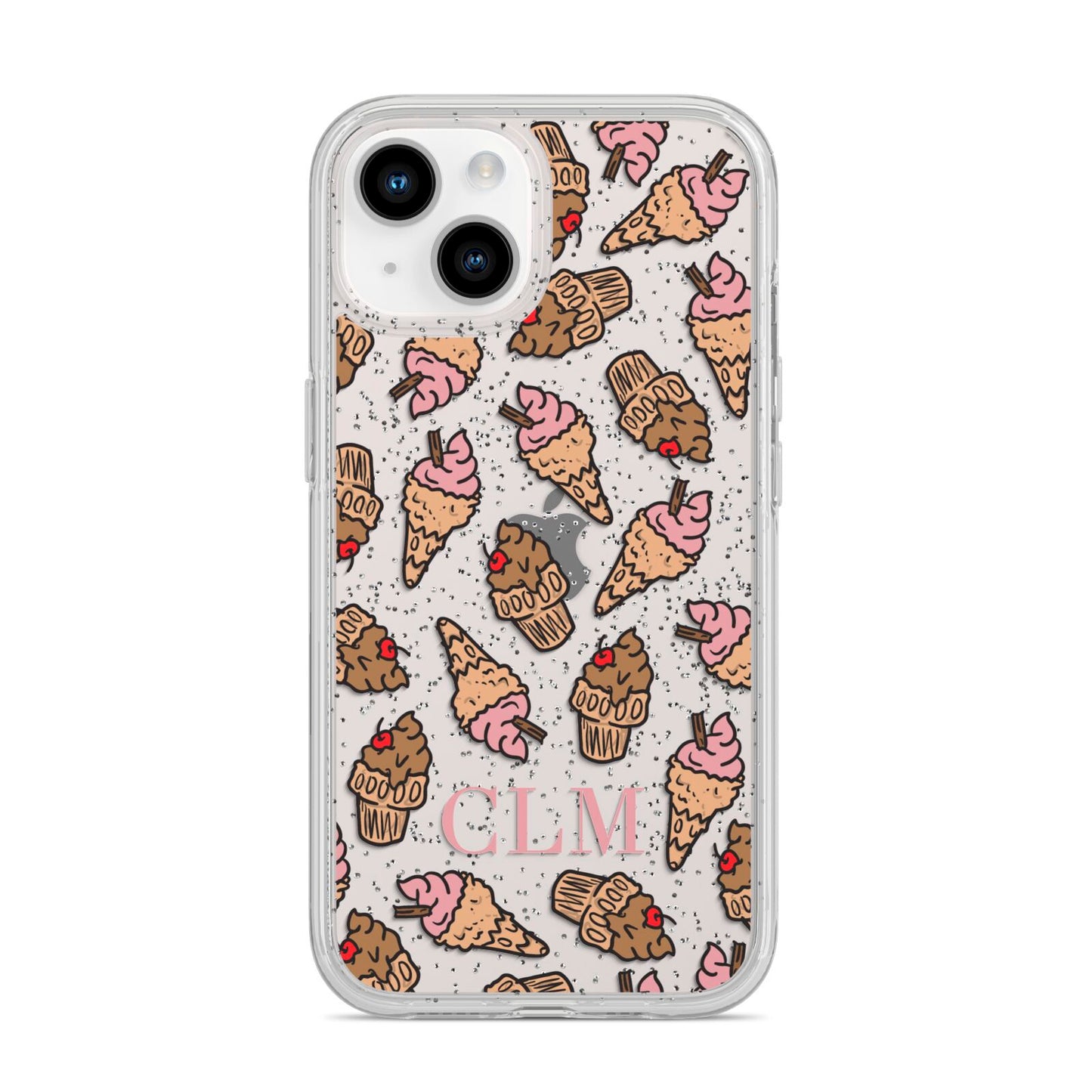 Personalised Ice Creams Initials iPhone 14 Glitter Tough Case Starlight