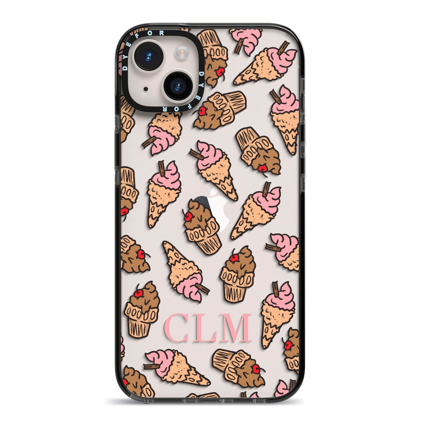 Personalised Ice Creams Initials iPhone 14 Plus Black Impact Case on Silver phone