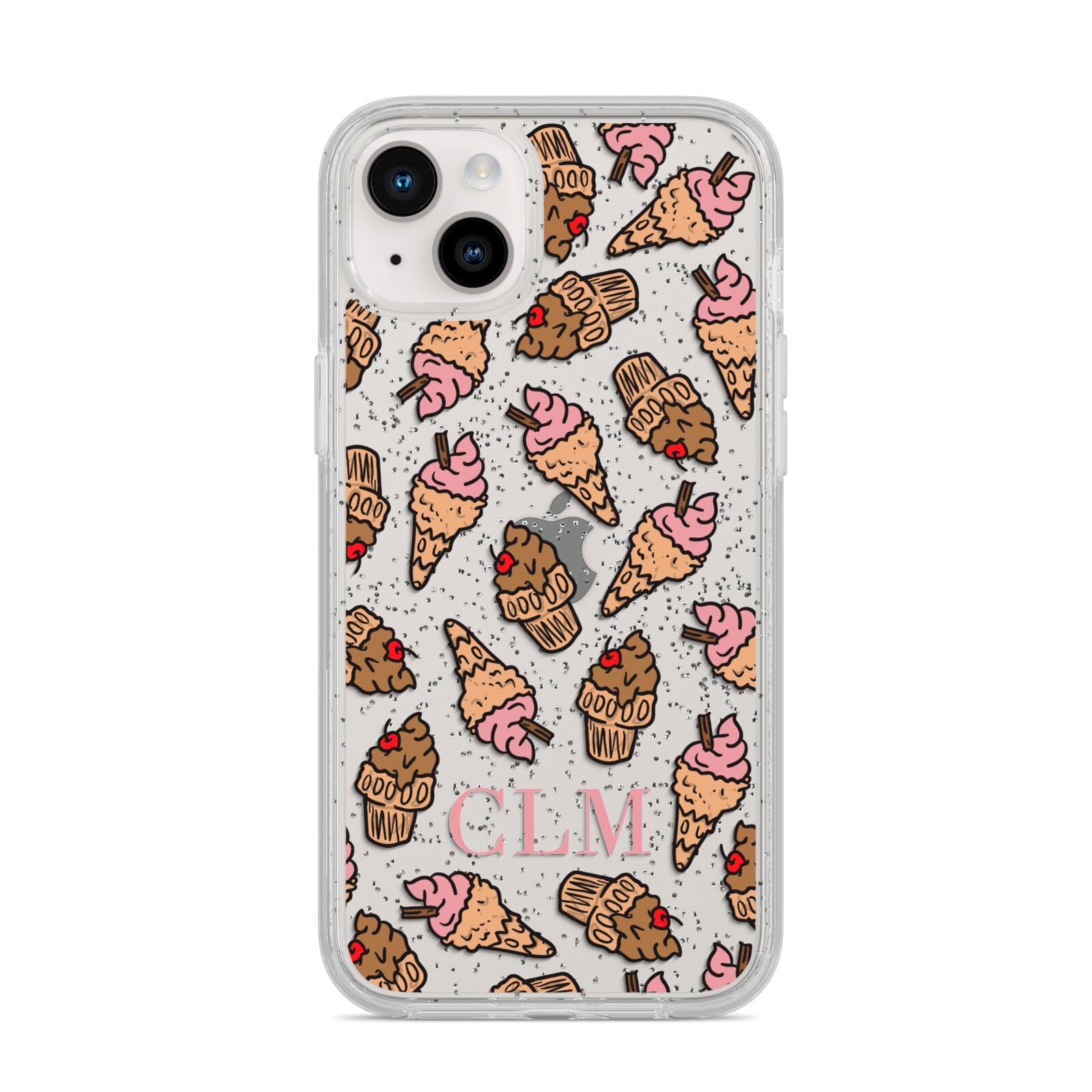 Personalised Ice Creams Initials iPhone 14 Plus Glitter Tough Case Starlight