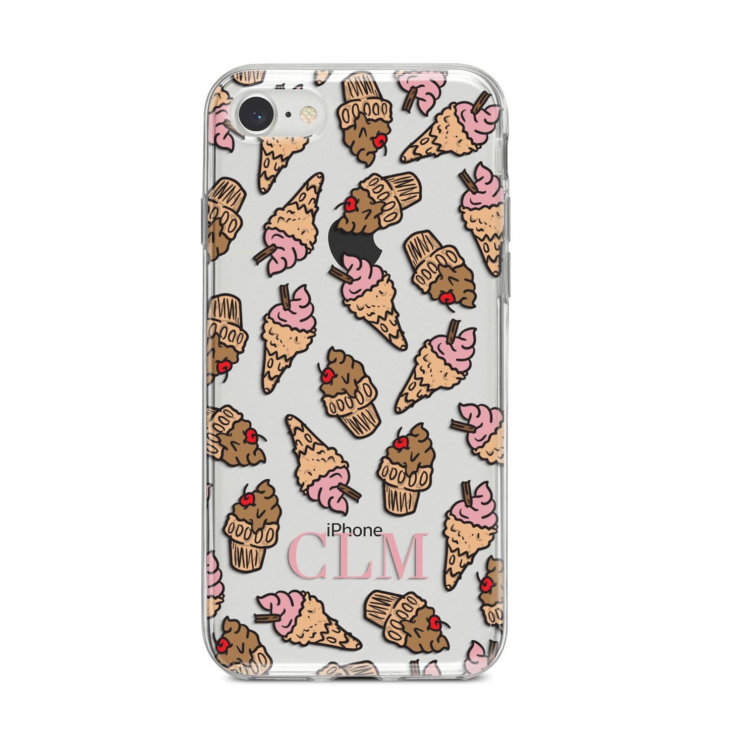 Personalised Ice Creams Initials iPhone 8 Bumper Case on Silver iPhone