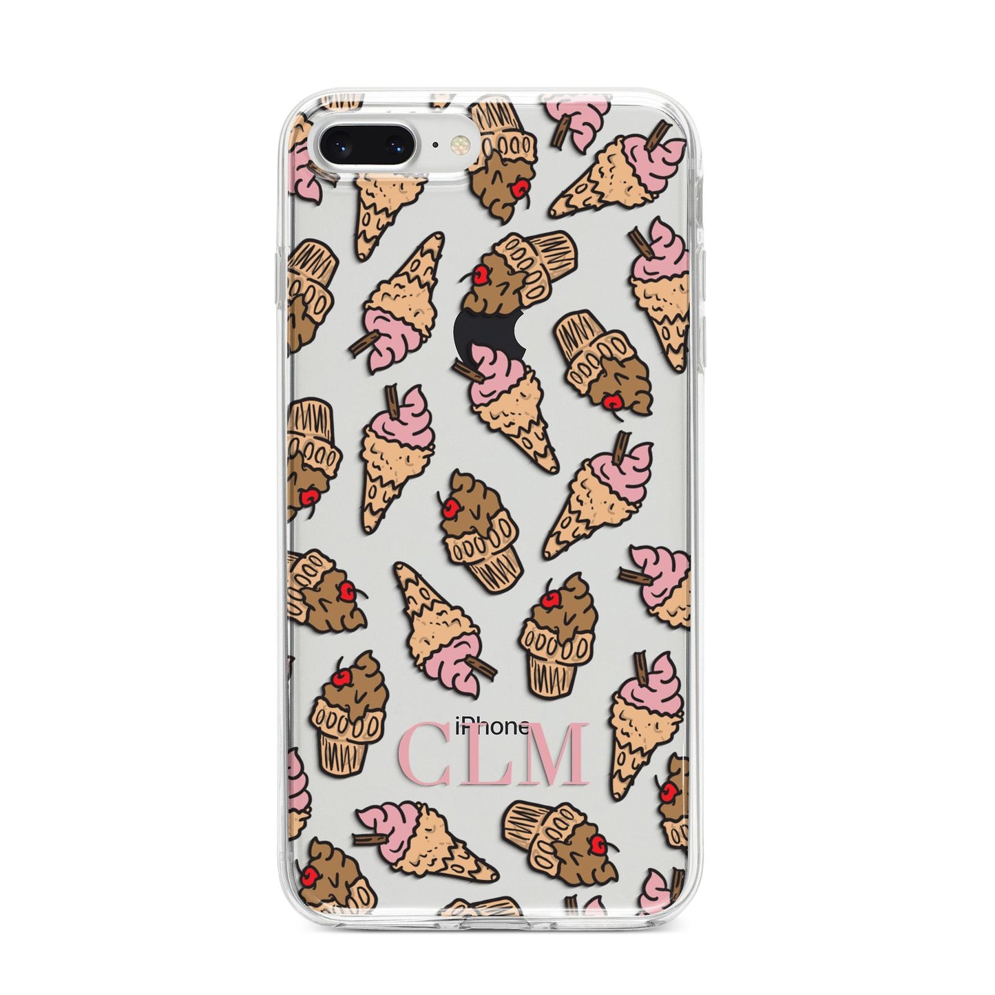 Personalised Ice Creams Initials iPhone 8 Plus Bumper Case on Silver iPhone