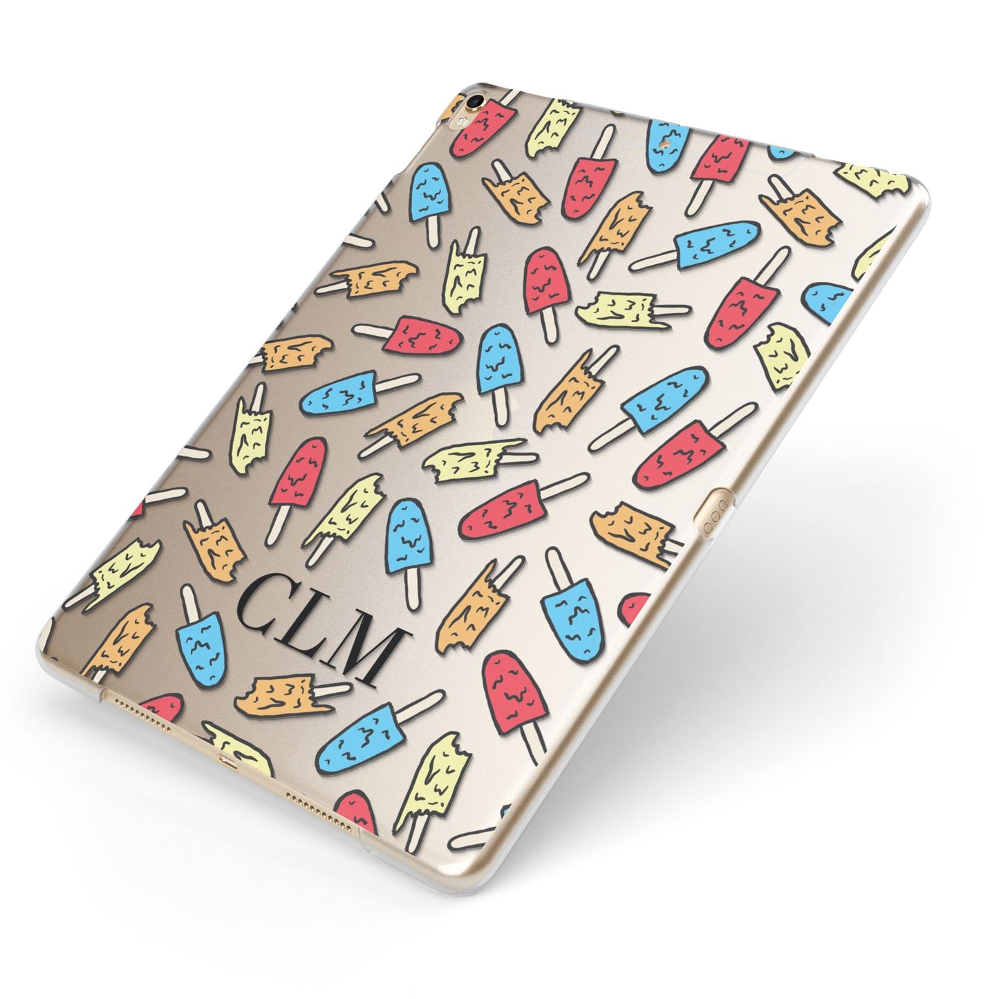 Personalised Ice Lolly Initials Apple iPad Case on Gold iPad Side View