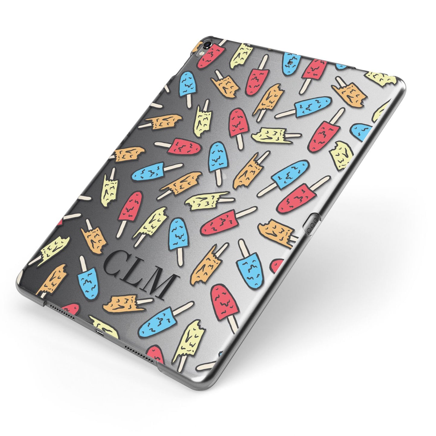 Personalised Ice Lolly Initials Apple iPad Case on Grey iPad Side View