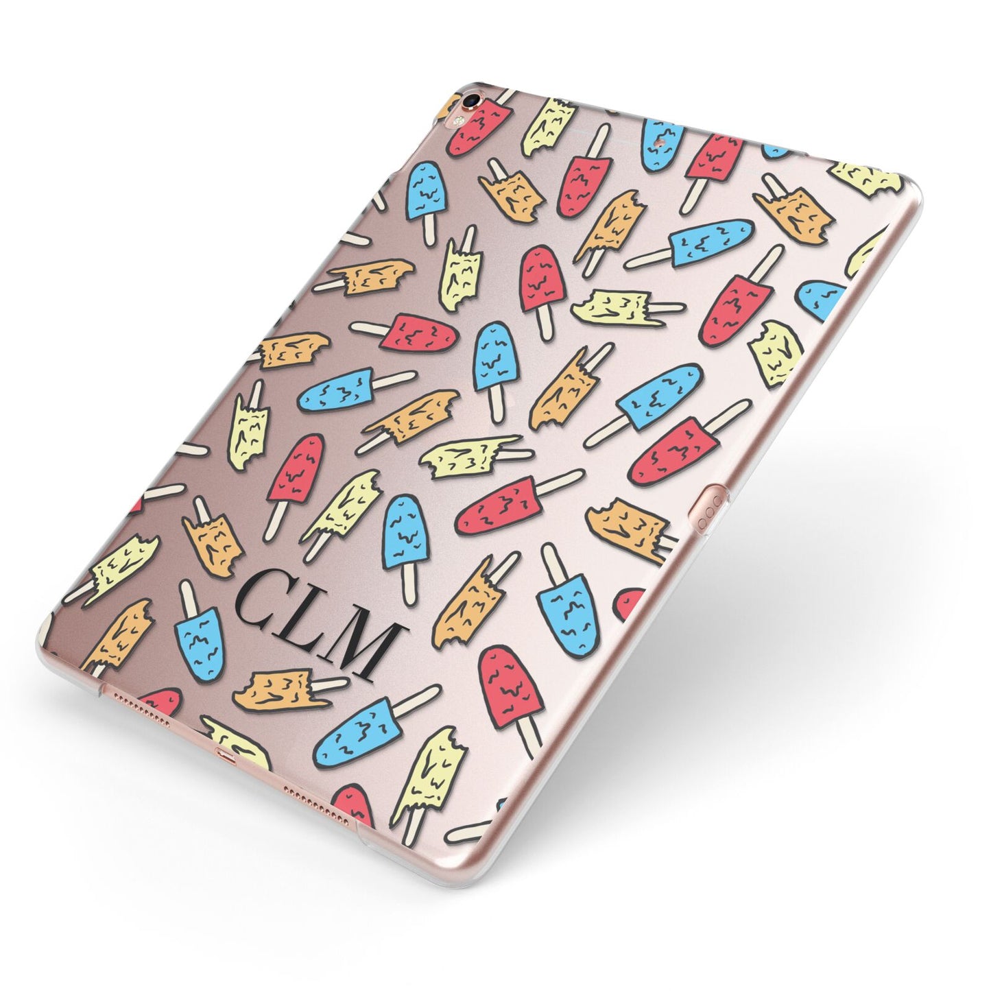 Personalised Ice Lolly Initials Apple iPad Case on Rose Gold iPad Side View