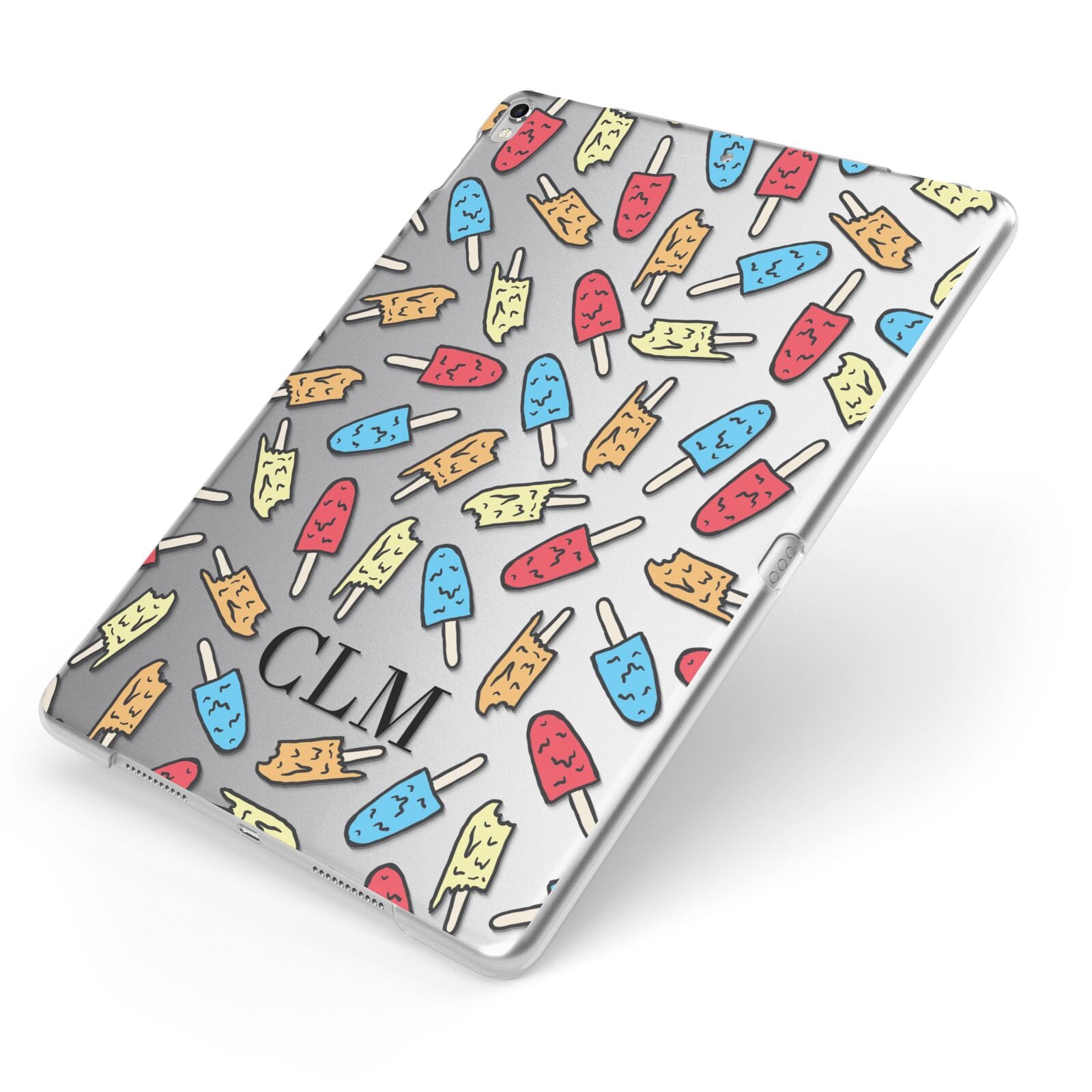 Personalised Ice Lolly Initials Apple iPad Case on Silver iPad Side View