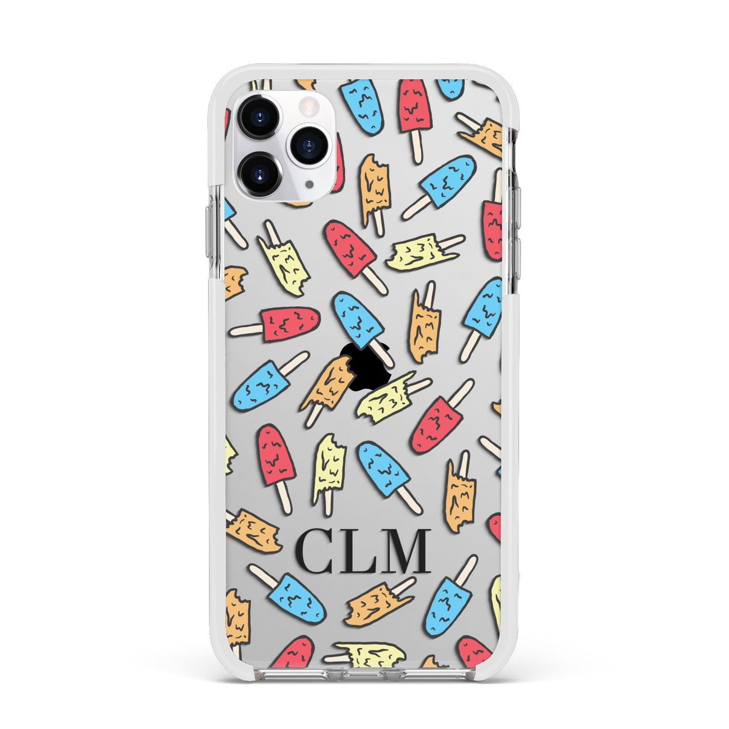 Personalised Ice Lolly Initials Apple iPhone 11 Pro Max in Silver with White Impact Case