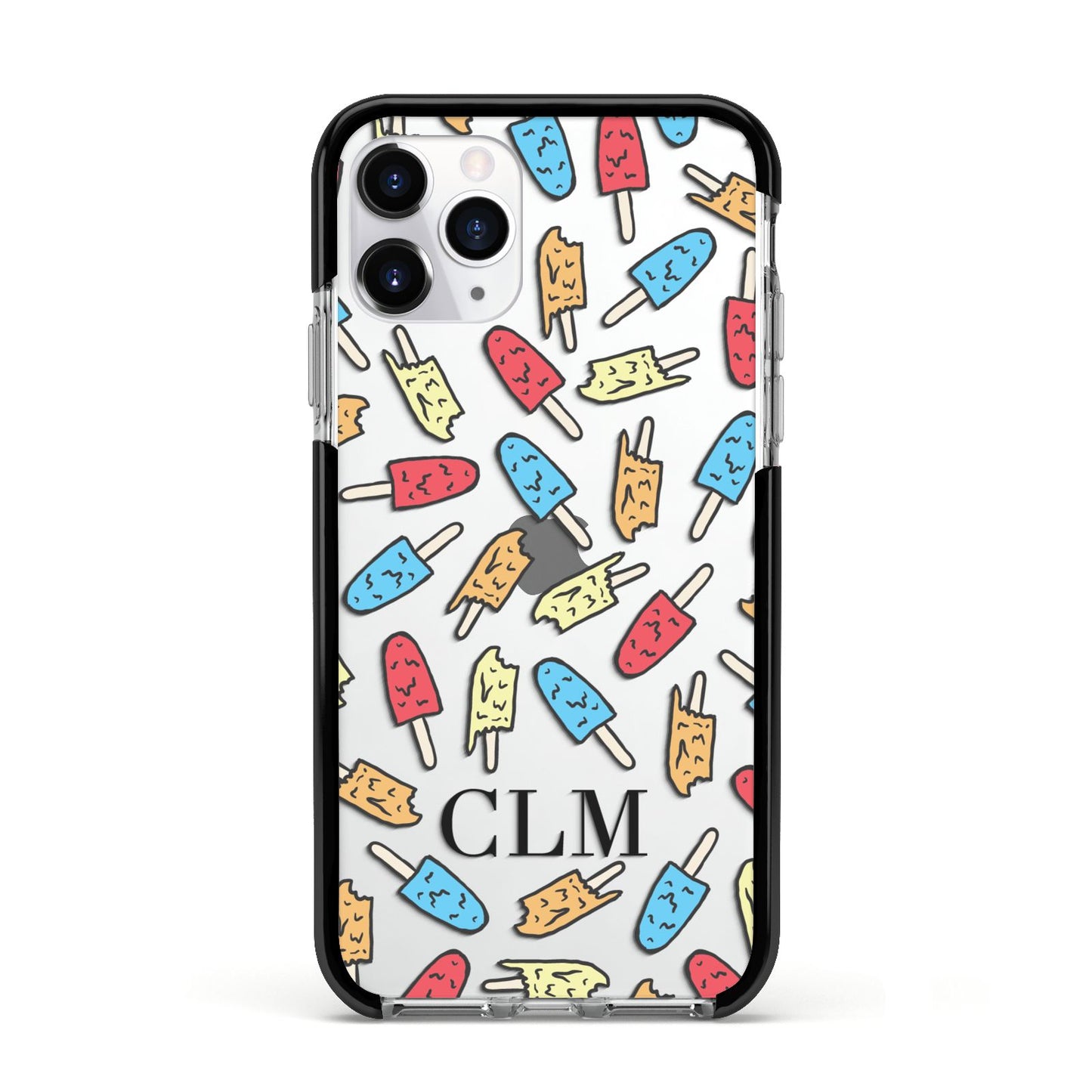 Personalised Ice Lolly Initials Apple iPhone 11 Pro in Silver with Black Impact Case