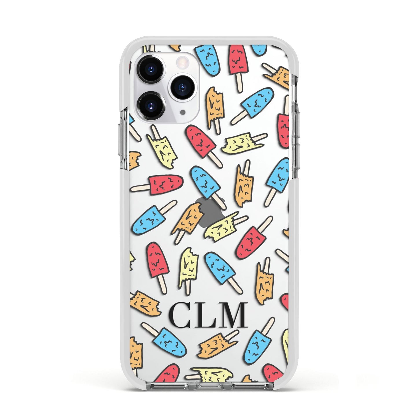 Personalised Ice Lolly Initials Apple iPhone 11 Pro in Silver with White Impact Case