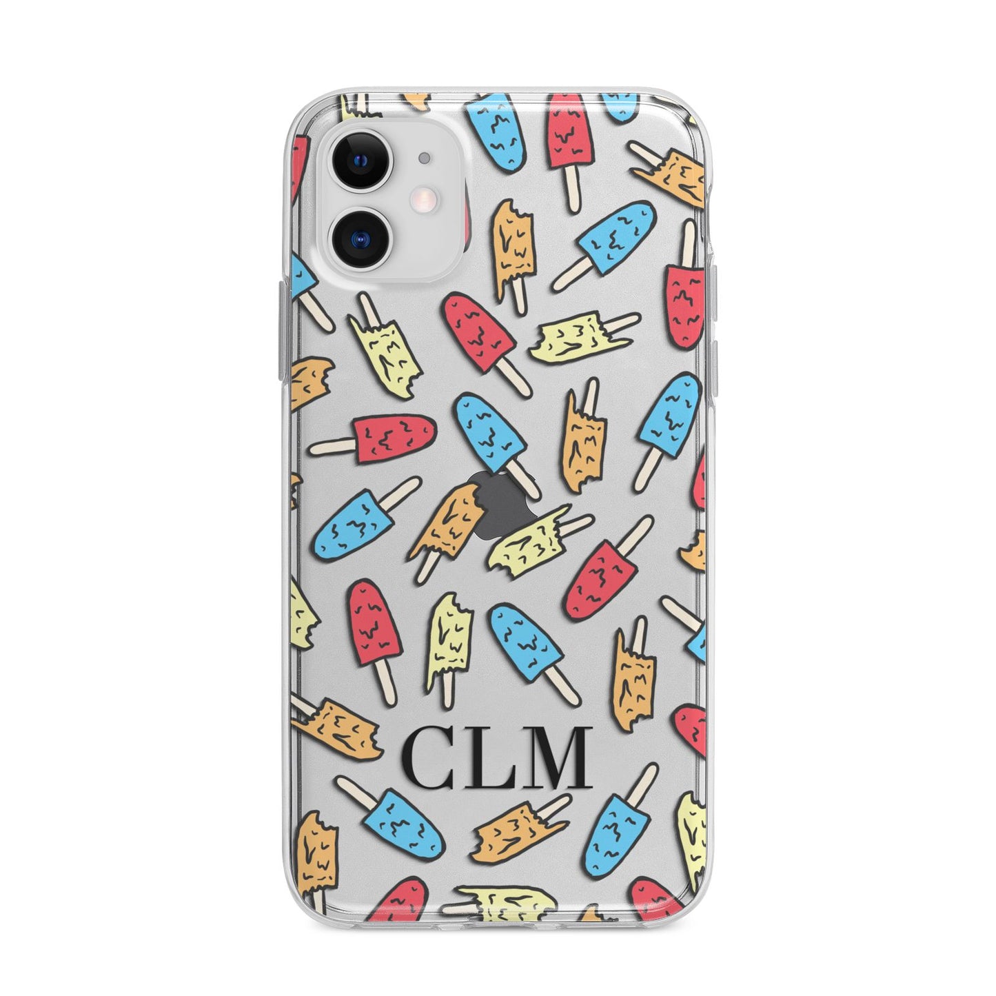 Personalised Ice Lolly Initials Apple iPhone 11 in White with Bumper Case