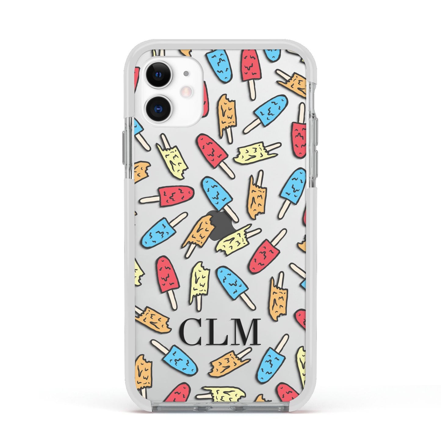 Personalised Ice Lolly Initials Apple iPhone 11 in White with White Impact Case