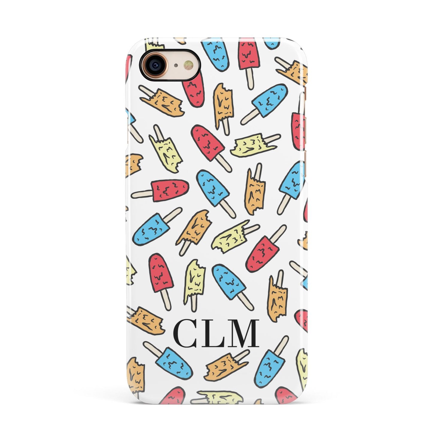 Personalised Ice Lolly Initials Apple iPhone 7 8 3D Snap Case