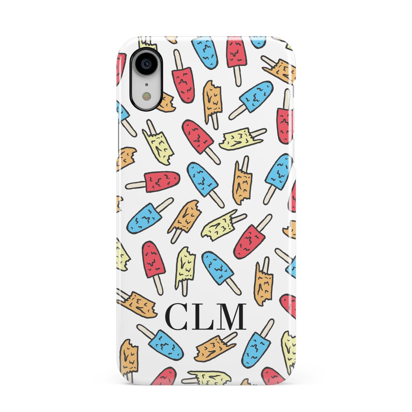 Personalised Ice Lolly Initials Apple iPhone XR White 3D Snap Case