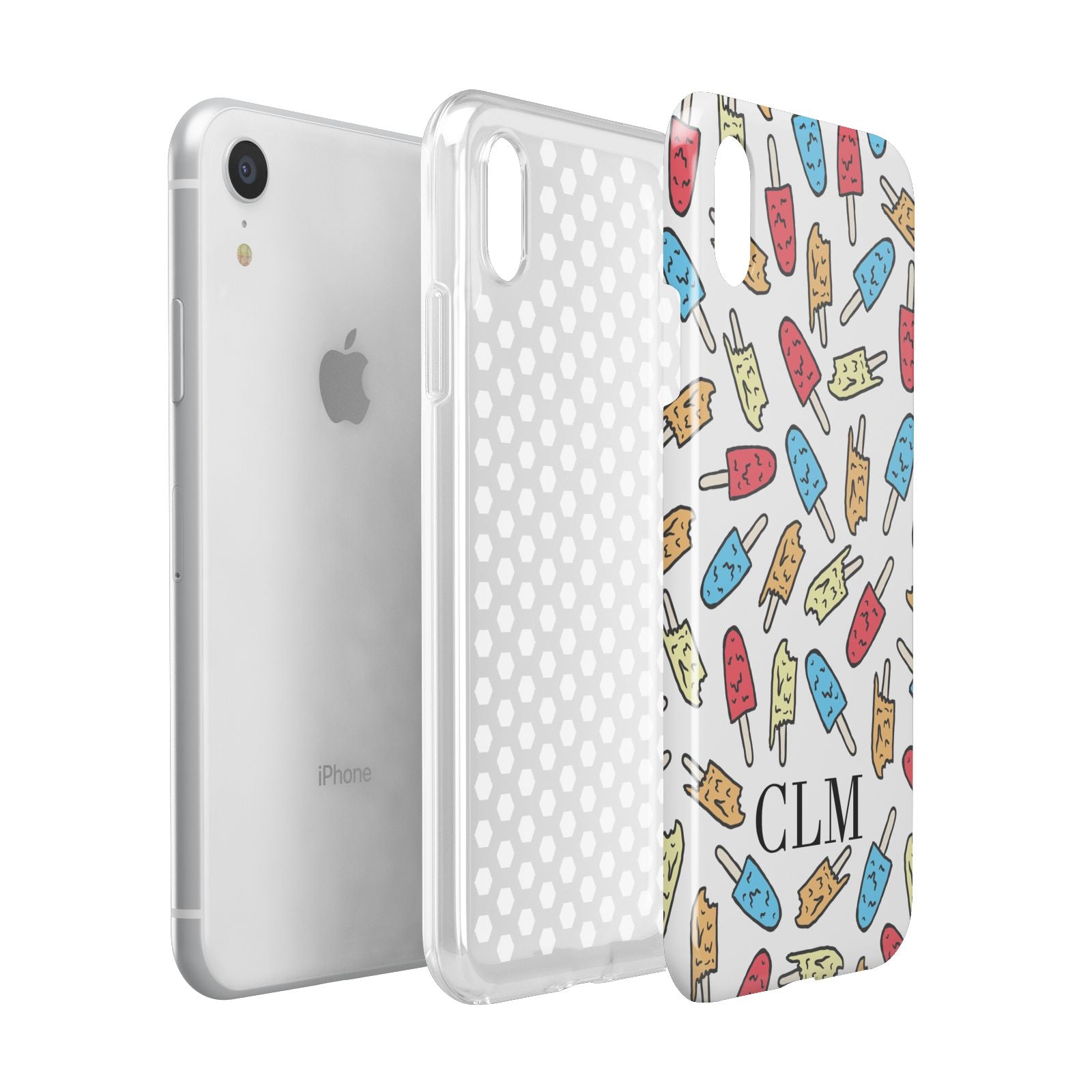 Personalised Ice Lolly Initials Apple iPhone XR White 3D Tough Case Expanded view