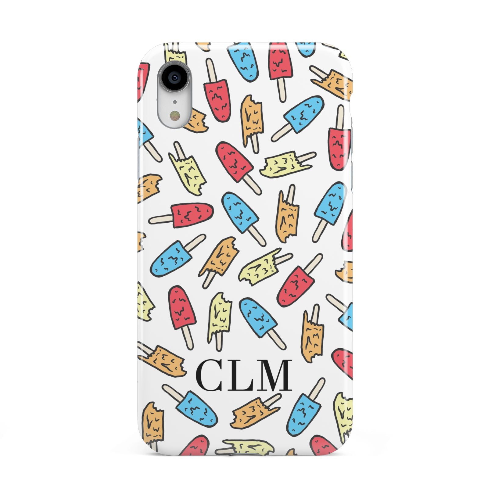 Personalised Ice Lolly Initials Apple iPhone XR White 3D Tough Case