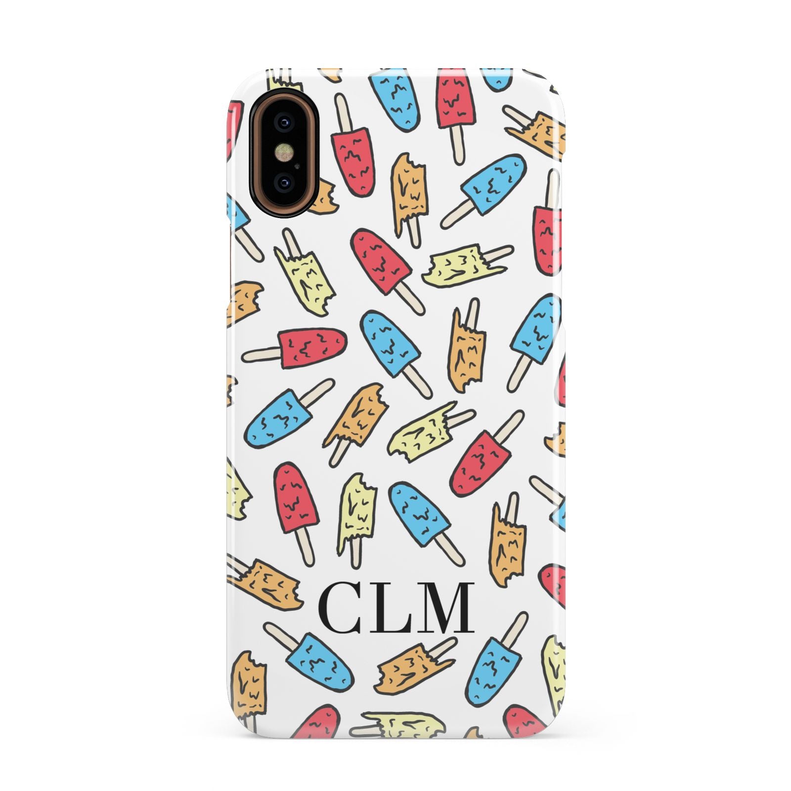 Personalised Ice Lolly Initials Apple iPhone XS 3D Snap Case