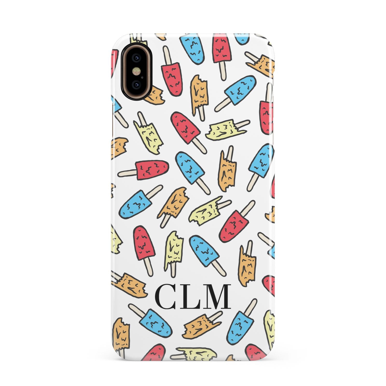 Personalised Ice Lolly Initials Apple iPhone Xs Max 3D Snap Case