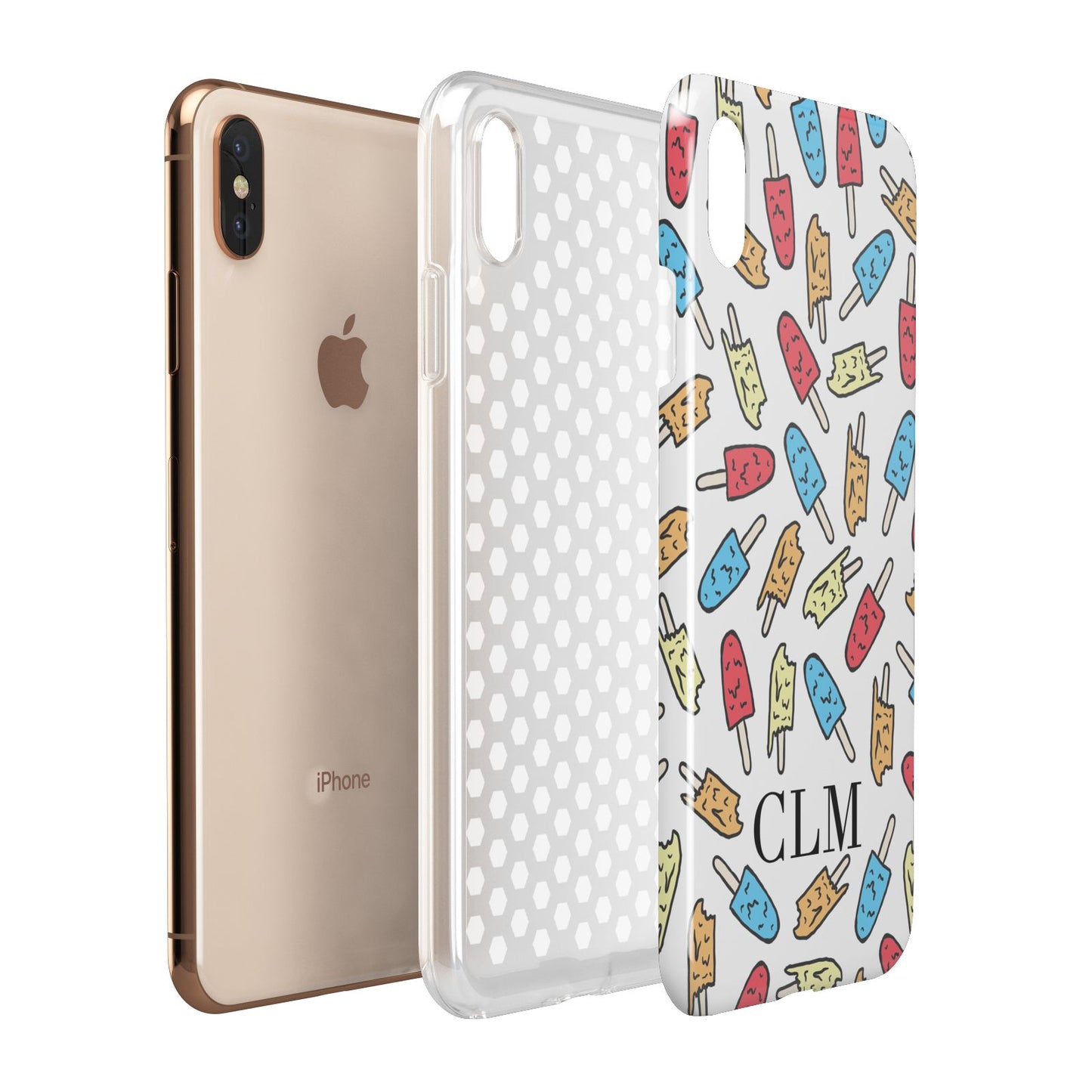 Personalised Ice Lolly Initials Apple iPhone Xs Max 3D Tough Case Expanded View