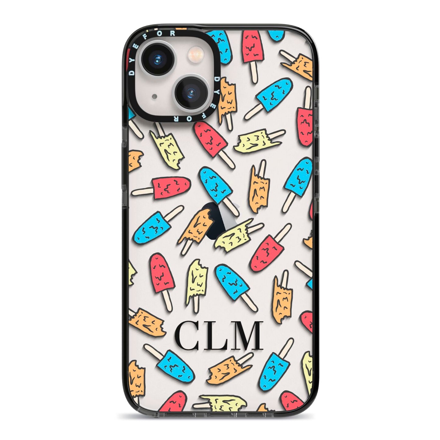 Personalised Ice Lolly Initials iPhone 13 Black Impact Case on Silver phone