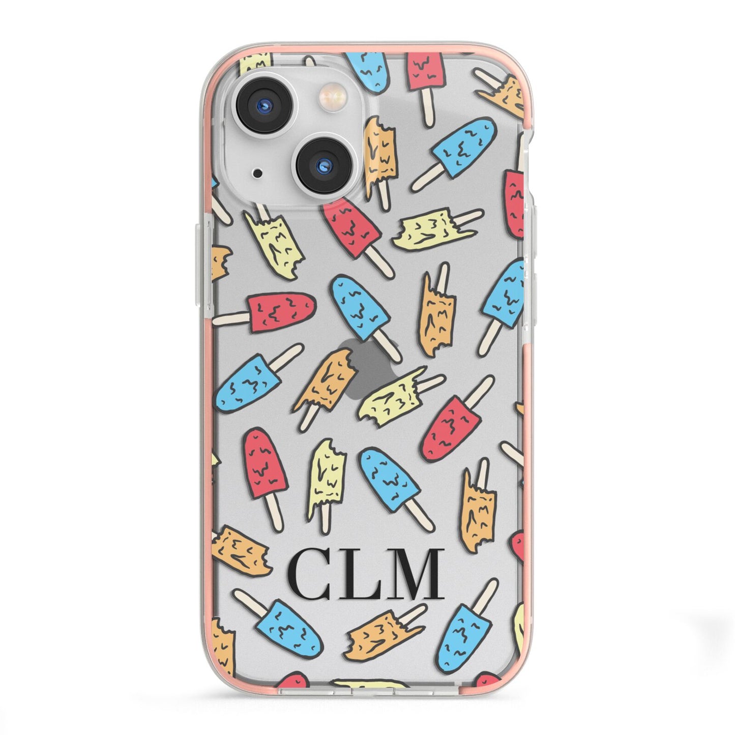 Personalised Ice Lolly Initials iPhone 13 Mini TPU Impact Case with Pink Edges