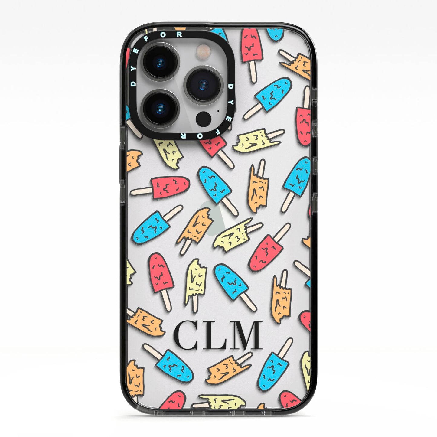 Personalised Ice Lolly Initials iPhone 13 Pro Black Impact Case on Silver phone