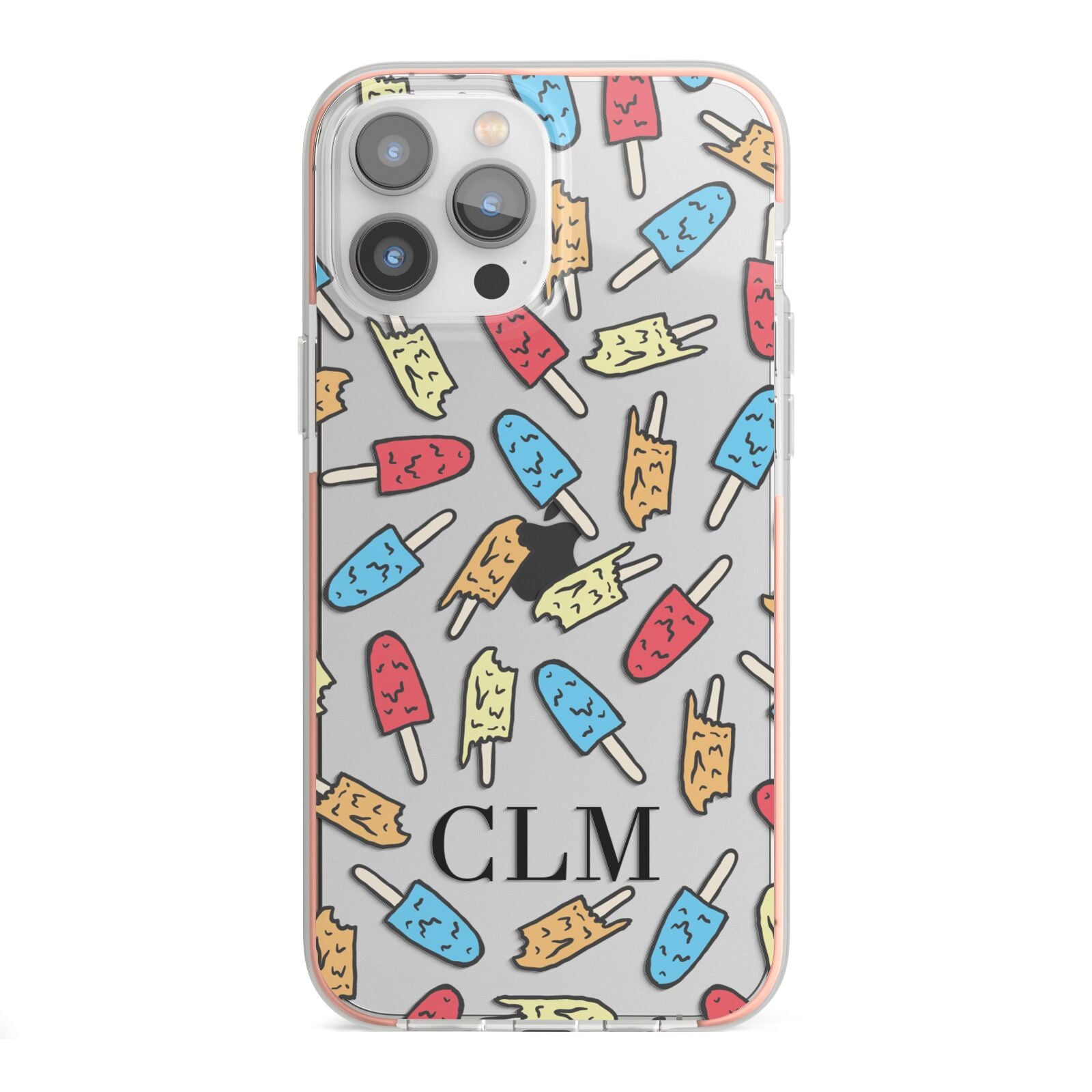 Personalised Ice Lolly Initials iPhone 13 Pro Max TPU Impact Case with Pink Edges