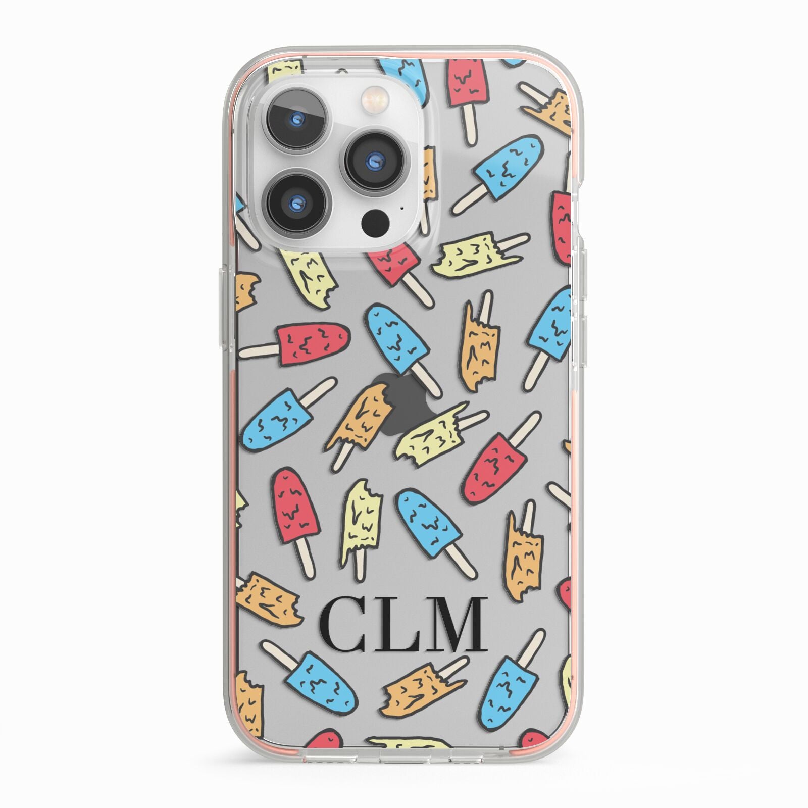 Personalised Ice Lolly Initials iPhone 13 Pro TPU Impact Case with Pink Edges