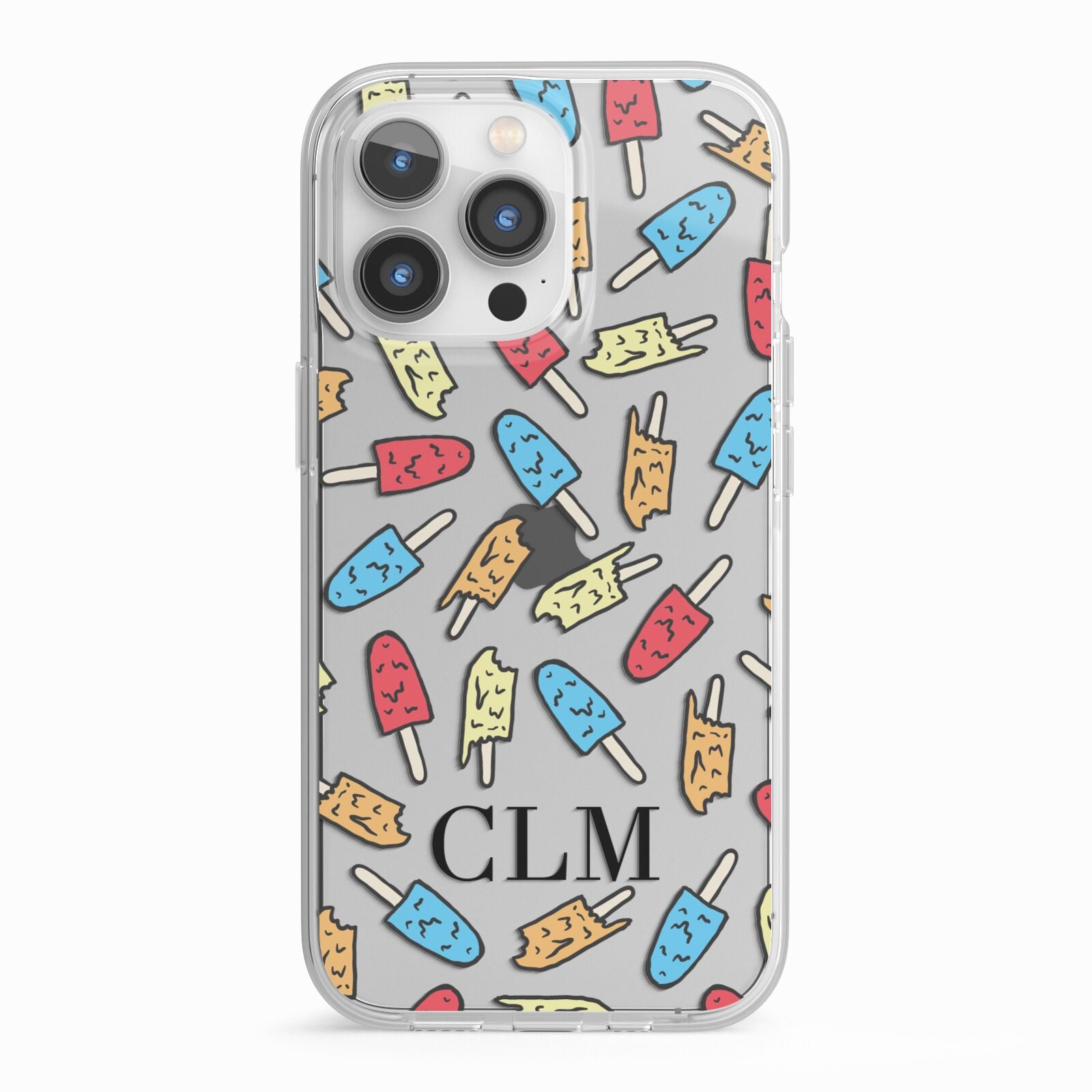 Personalised Ice Lolly Initials iPhone 13 Pro TPU Impact Case with White Edges