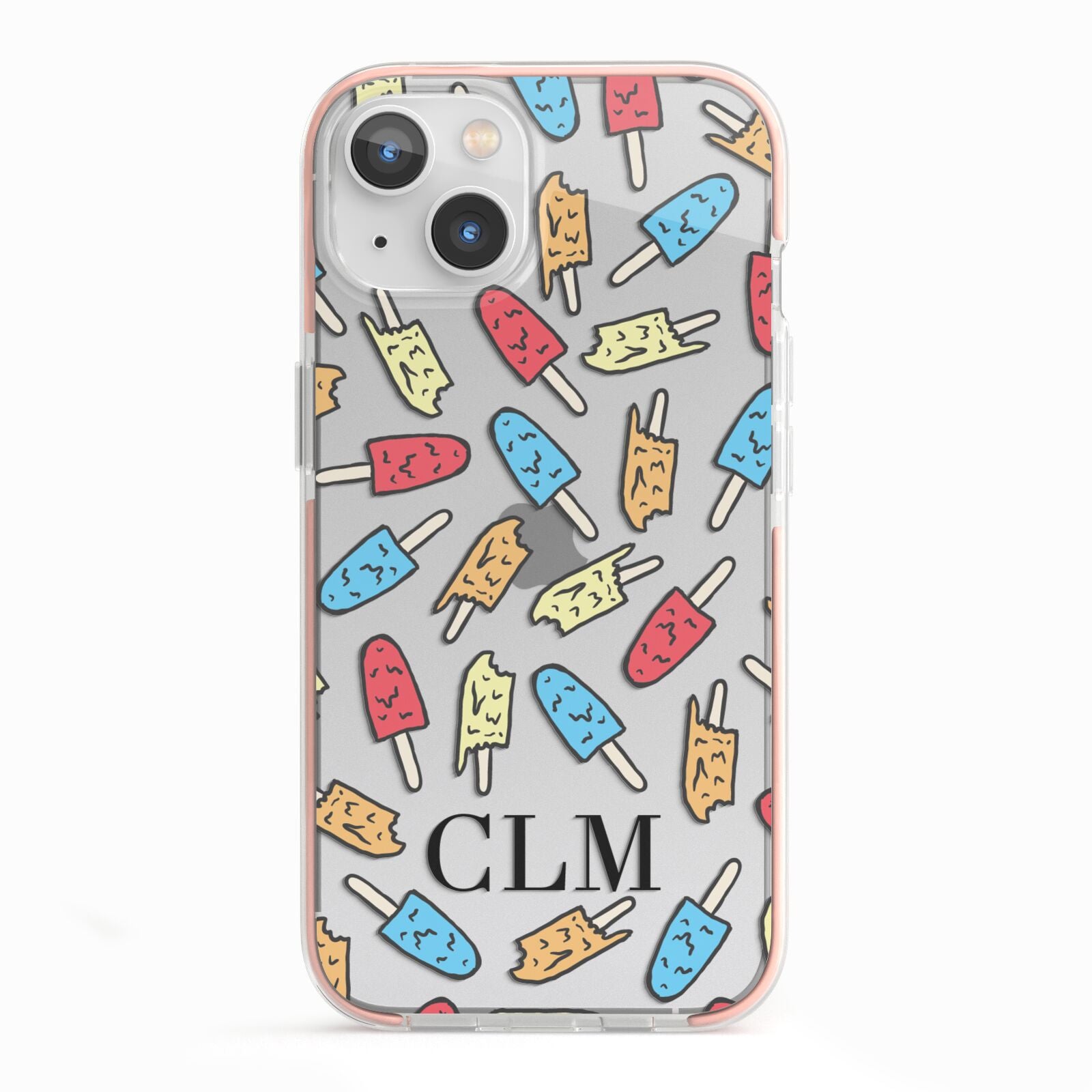 Personalised Ice Lolly Initials iPhone 13 TPU Impact Case with Pink Edges