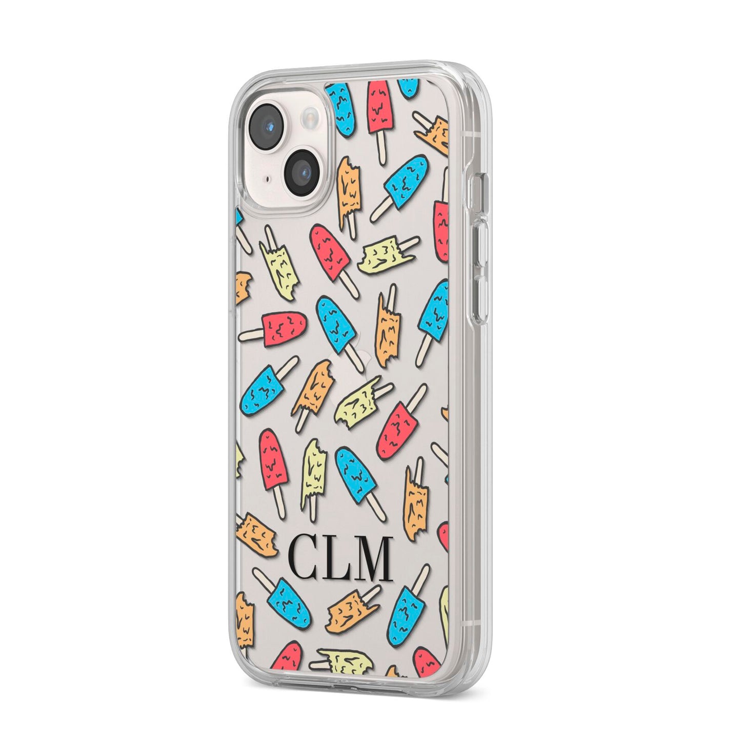 Personalised Ice Lolly Initials iPhone 14 Plus Clear Tough Case Starlight Angled Image