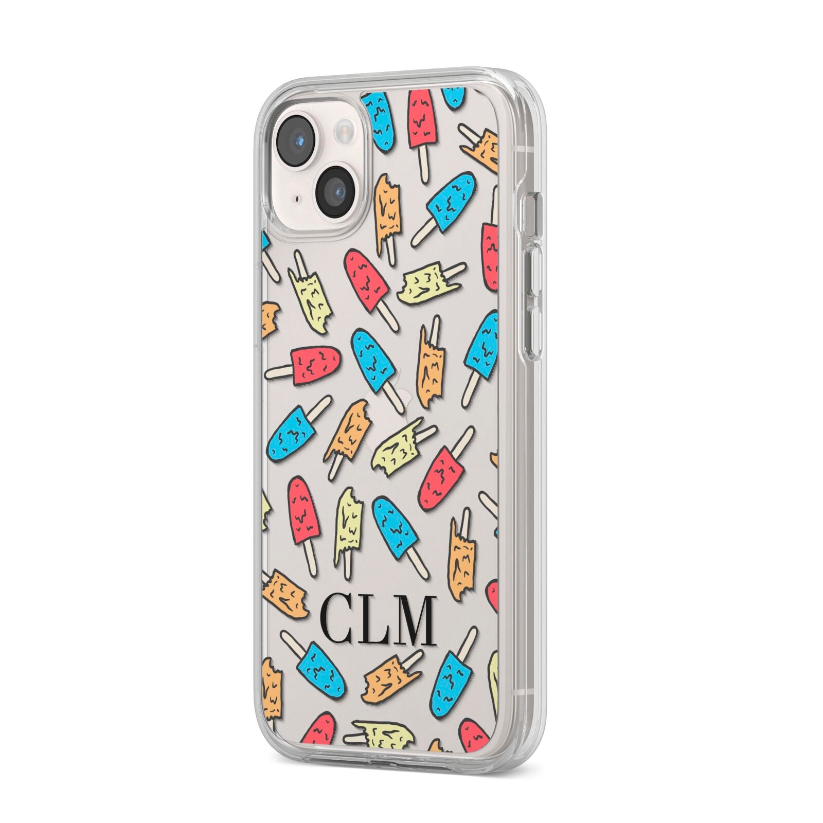 Personalised Ice Lolly Initials iPhone 14 Plus Clear Tough Case Starlight Angled Image