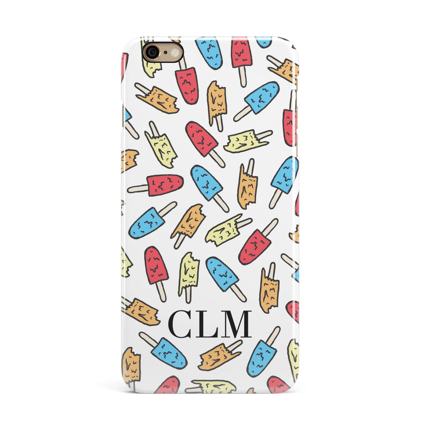 Personalised Ice Lolly Initials iPhone 6 Plus 3D Snap Case on Gold Phone