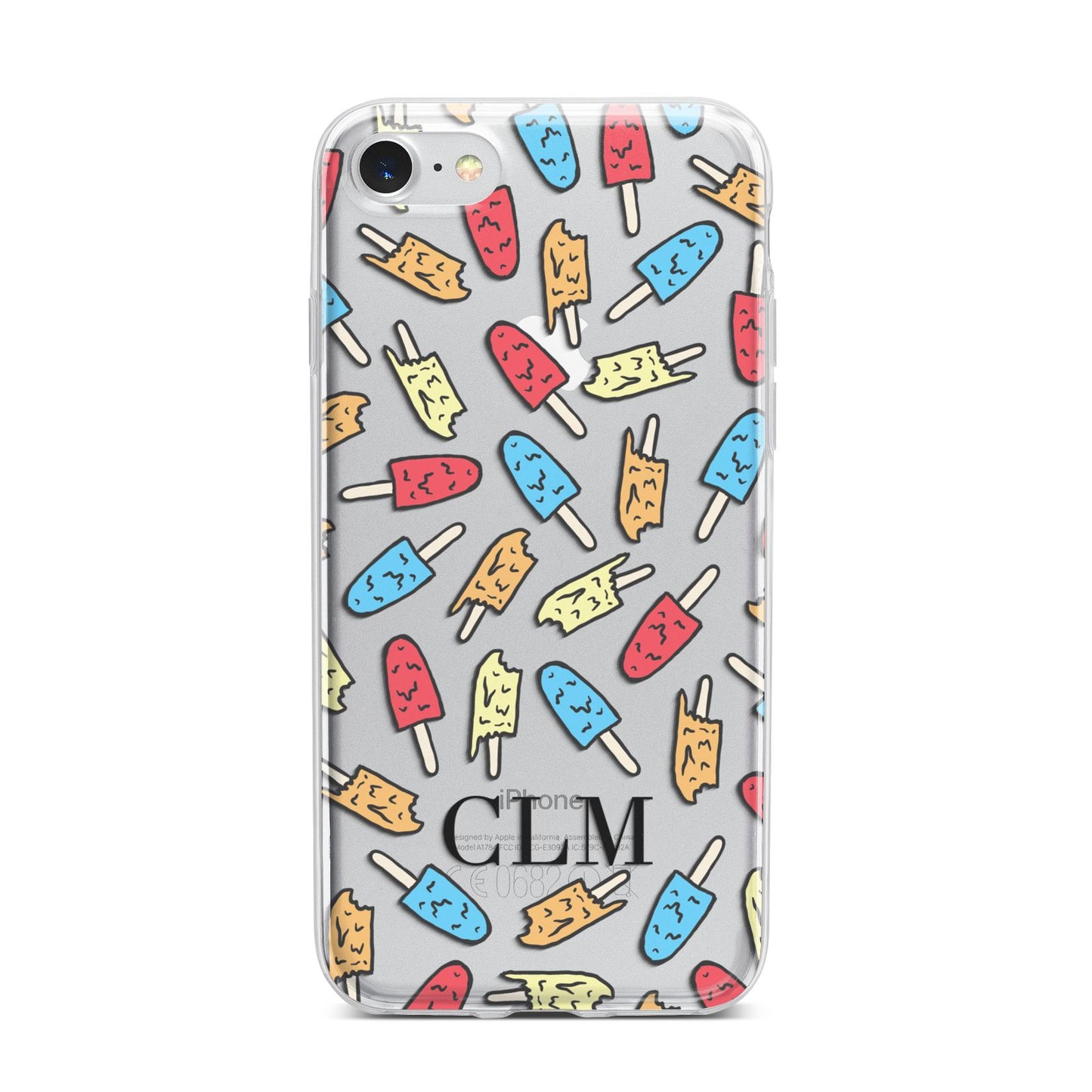 Personalised Ice Lolly Initials iPhone 7 Bumper Case on Silver iPhone