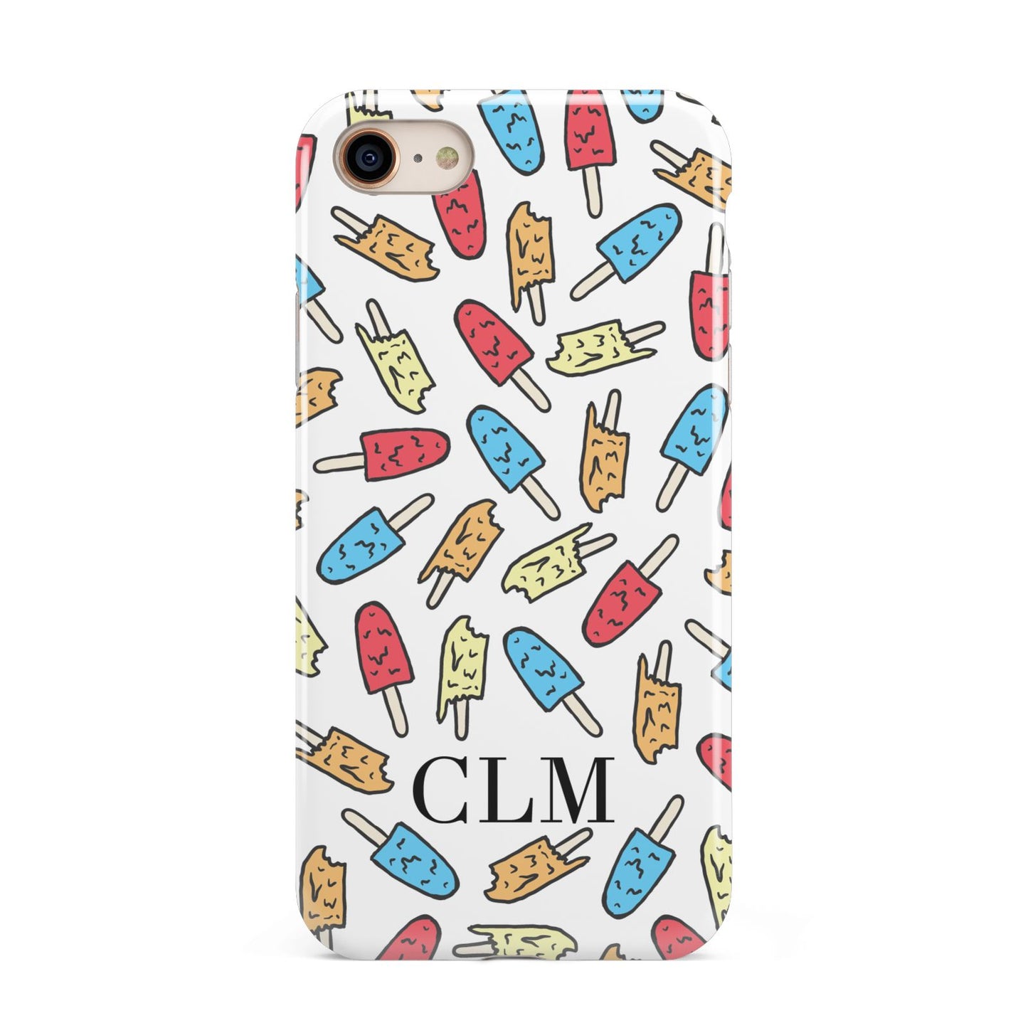 Personalised Ice Lolly Initials iPhone 8 3D Tough Case on Gold Phone