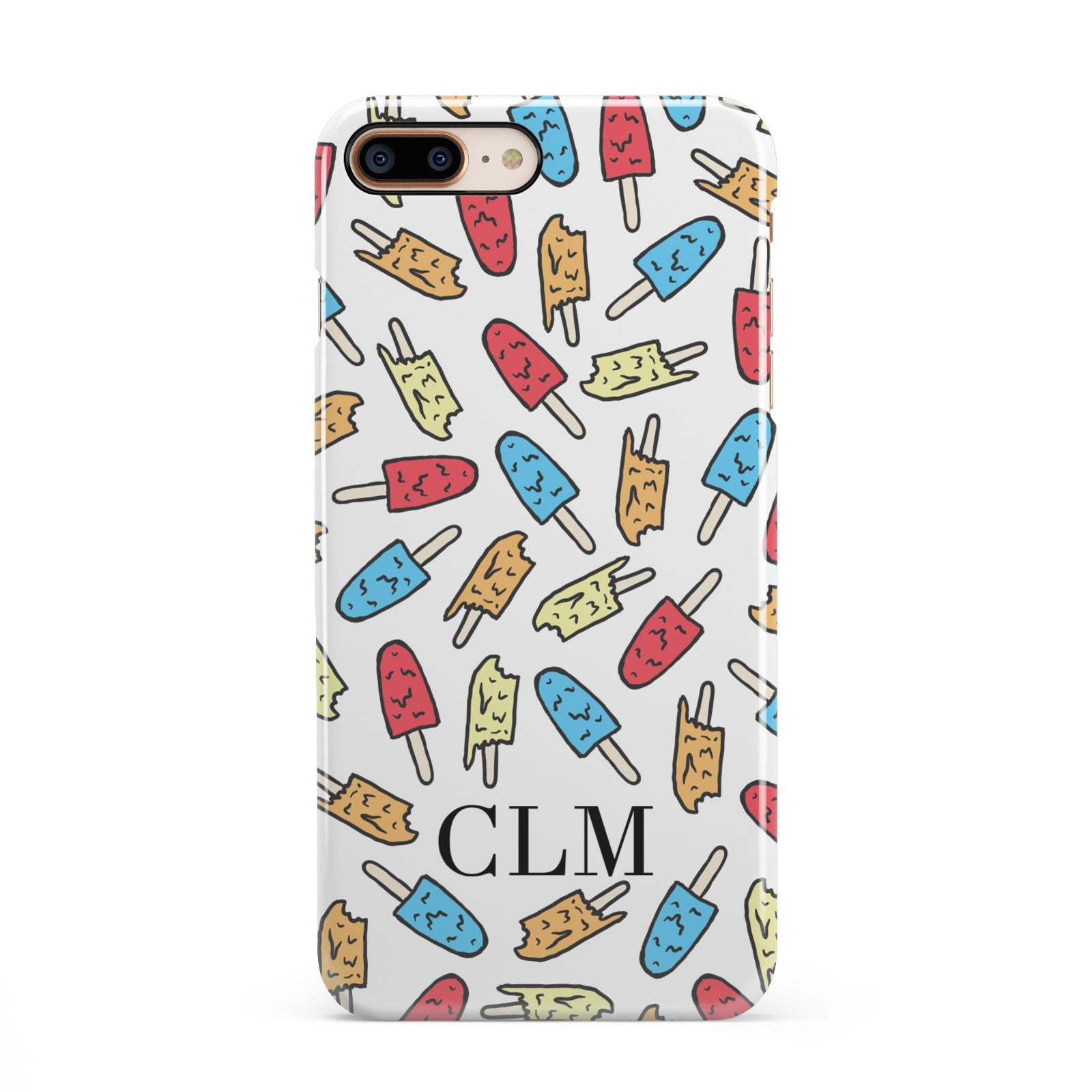 Personalised Ice Lolly Initials iPhone 8 Plus 3D Snap Case on Gold Phone