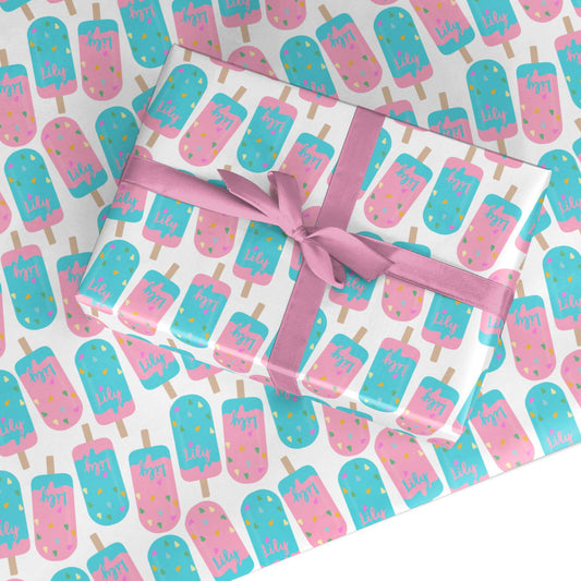 Personalised Ice Lolly Name Custom Wrapping Paper