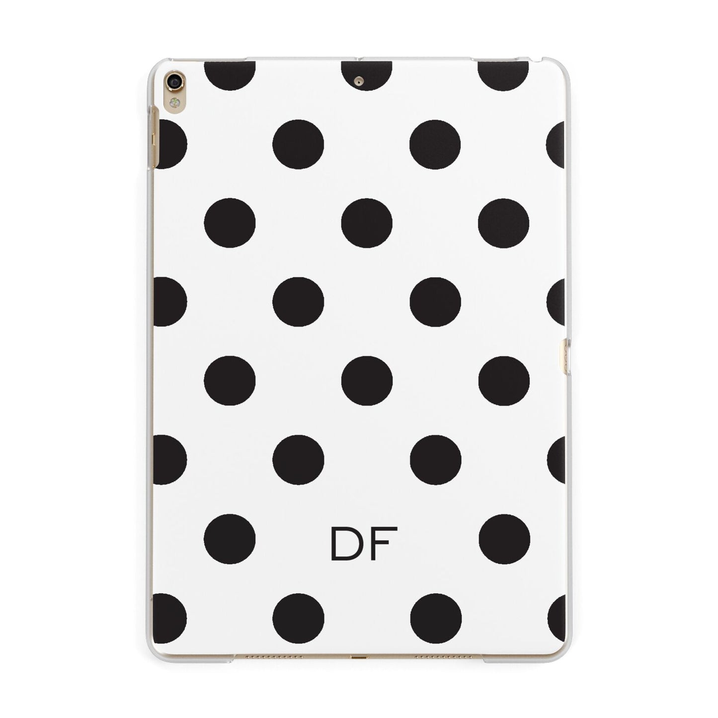 Personalised Initial Black Dots Apple iPad Gold Case