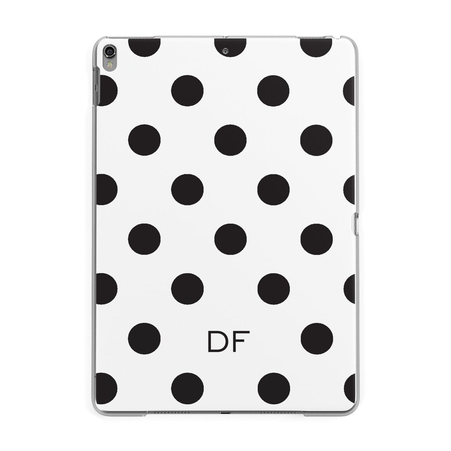 Personalised Initial Black Dots Apple iPad Grey Case