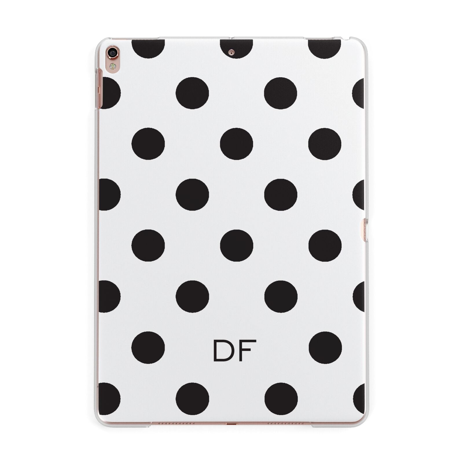 Personalised Initial Black Dots Apple iPad Rose Gold Case