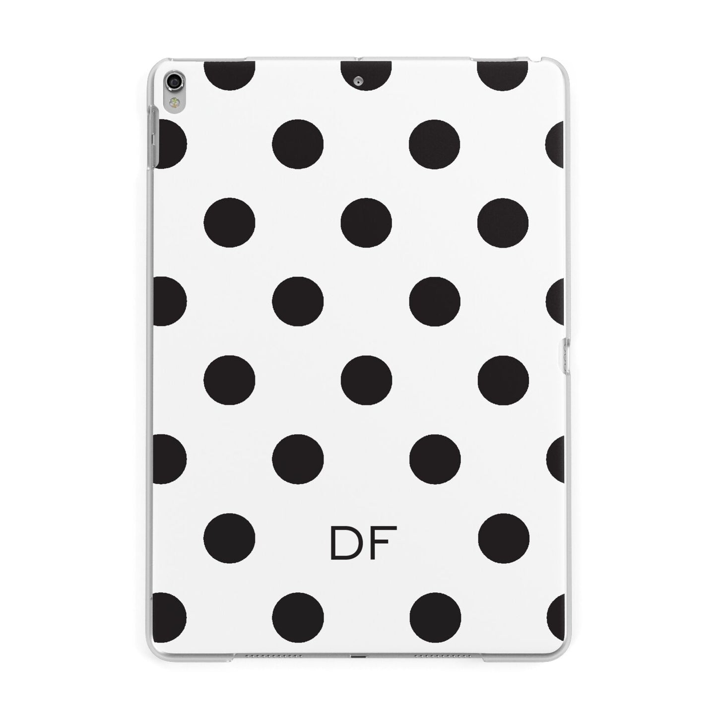 Personalised Initial Black Dots Apple iPad Silver Case