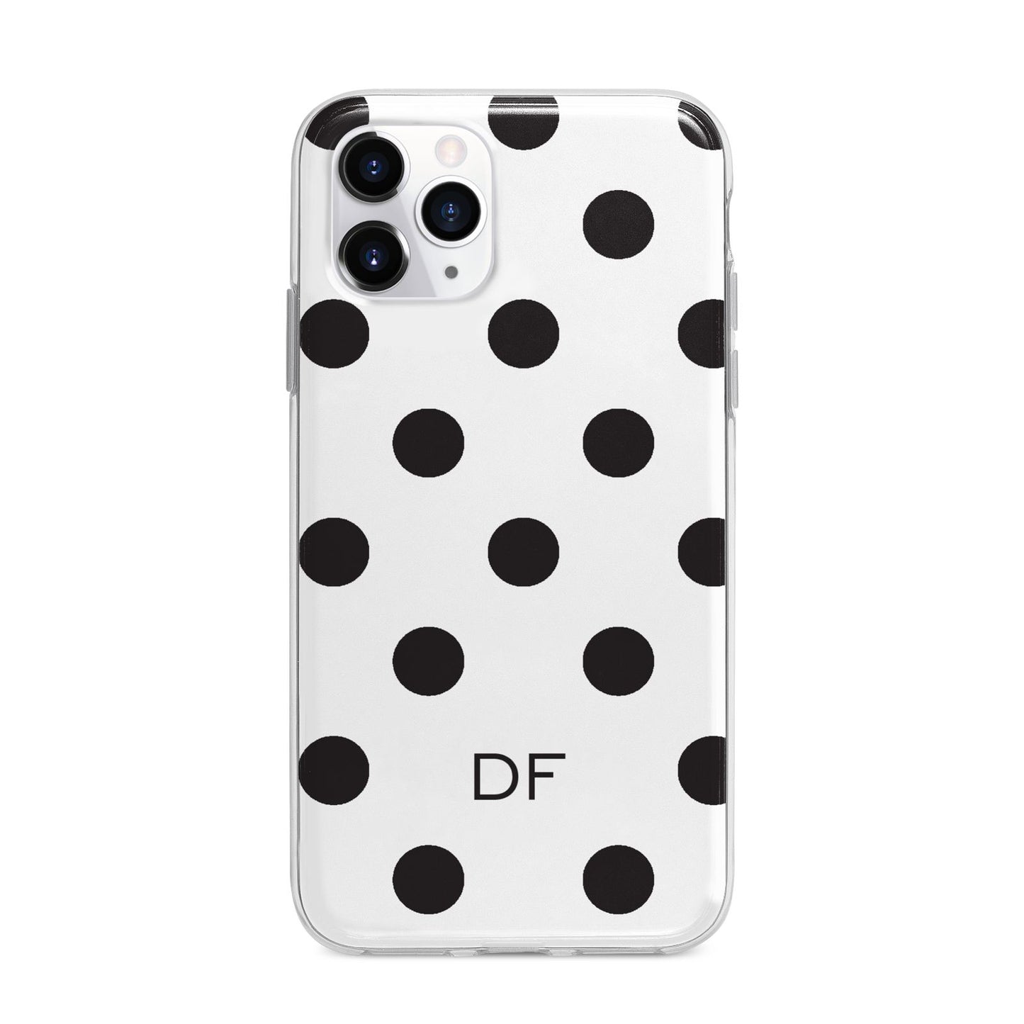 Personalised Initial Black Dots Apple iPhone 11 Pro Max in Silver with Bumper Case