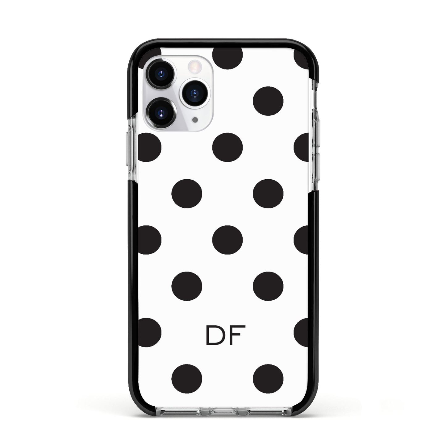 Personalised Initial Black Dots Apple iPhone 11 Pro in Silver with Black Impact Case