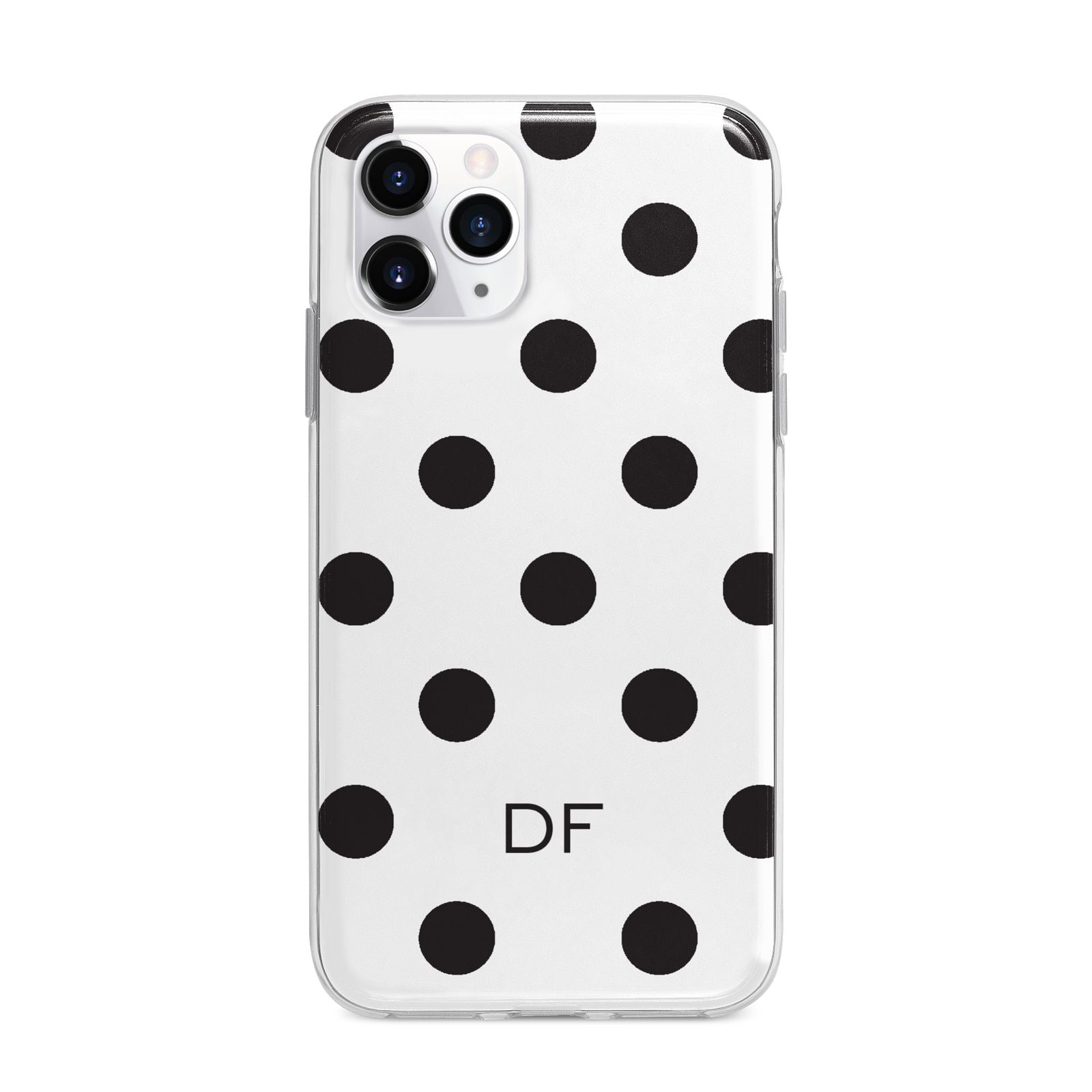 Personalised Initial Black Dots Apple iPhone 11 Pro in Silver with Bumper Case