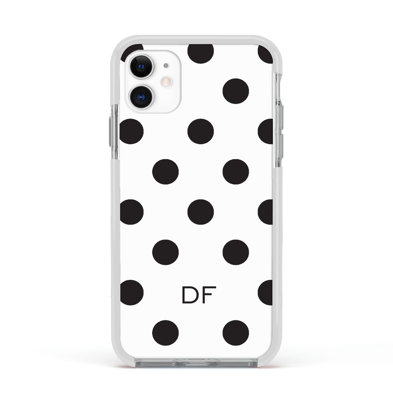 Personalised Initial Black Dots Apple iPhone 11 in White with White Impact Case