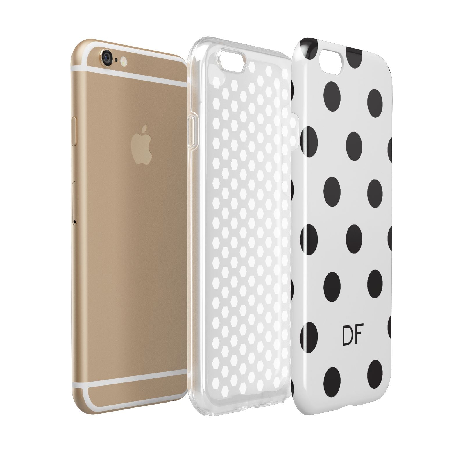 Personalised Initial Black Dots Apple iPhone 6 3D Tough Case Expanded view