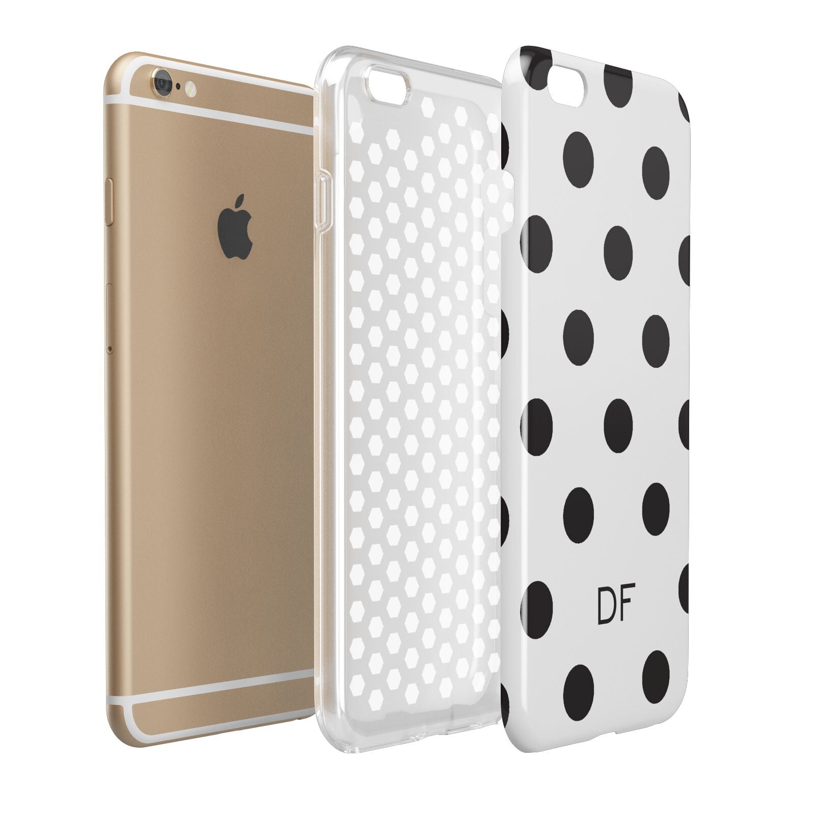 Personalised Initial Black Dots Apple iPhone 6 Plus 3D Tough Case Expand Detail Image