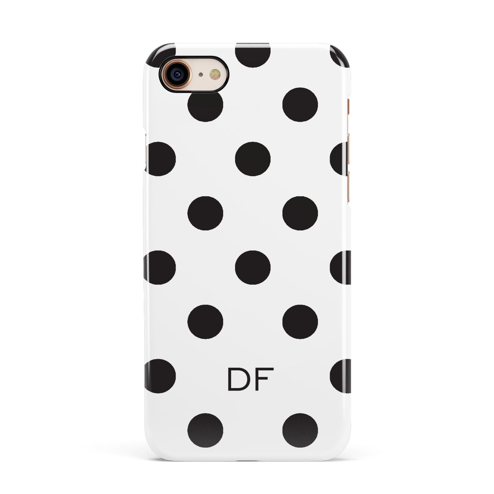 Personalised Initial Black Dots Apple iPhone 7 8 3D Snap Case