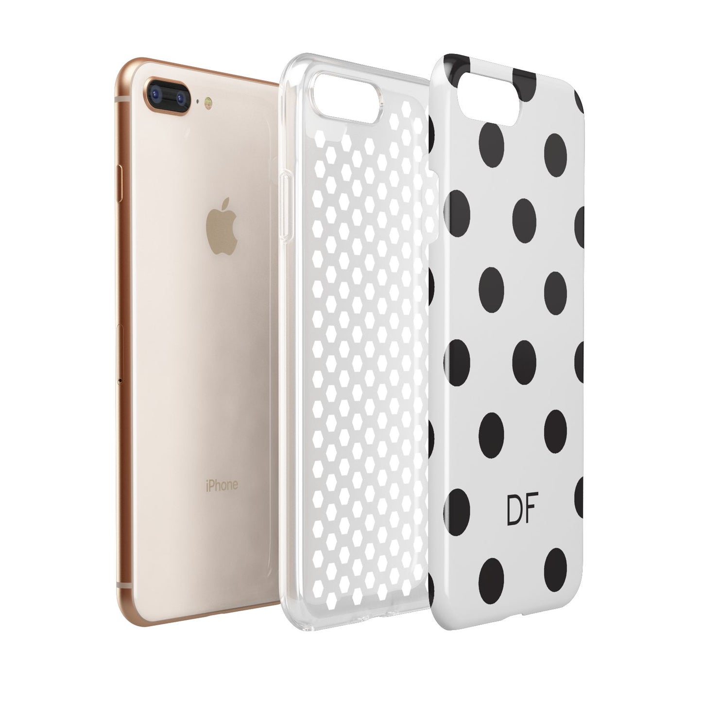 Personalised Initial Black Dots Apple iPhone 7 8 Plus 3D Tough Case Expanded View