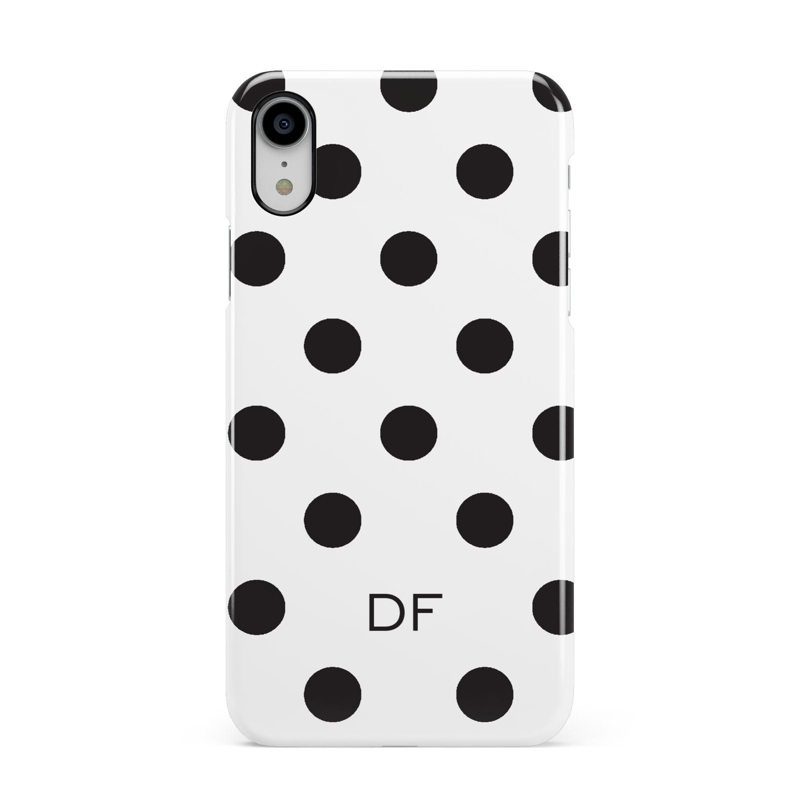 Personalised Initial Black Dots Apple iPhone XR White 3D Snap Case